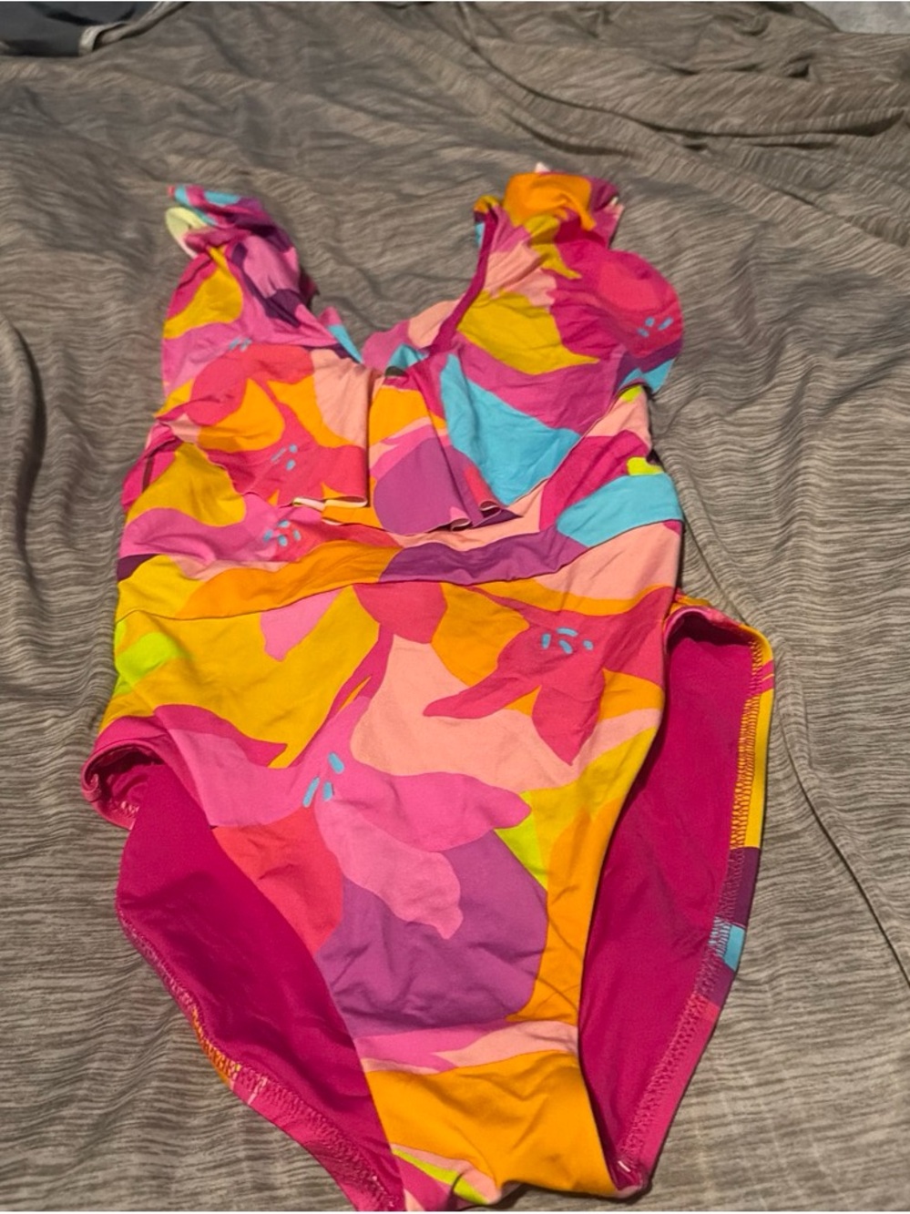 Trina Turk Pink Multi-Color Ruffle One-Piece Swim - Picture 2 of 2